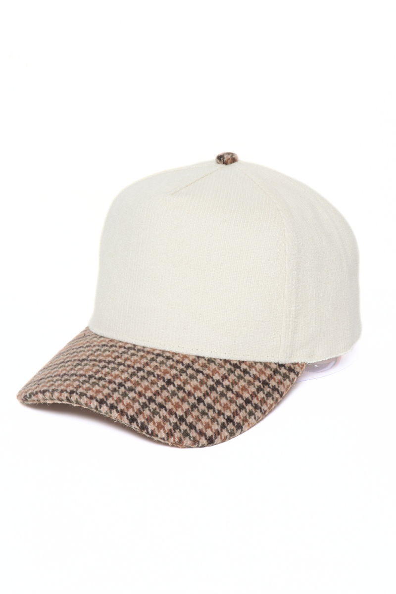 Plaid Brim 5 Panel Blank Hat