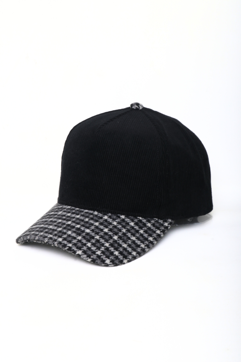 Plaid Brim 5 Panel Blank Hat