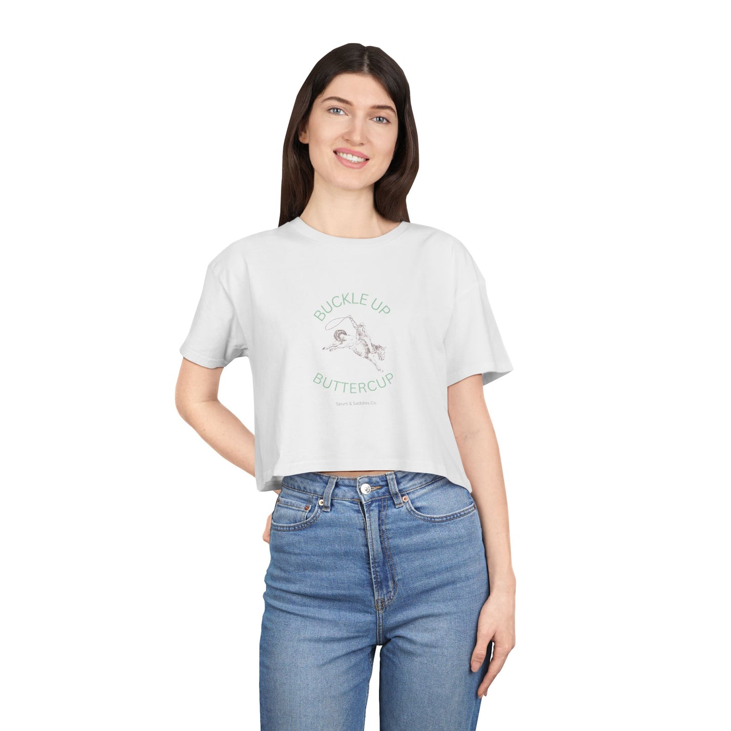 Buckle Up Buttercup Women's Crop Tee