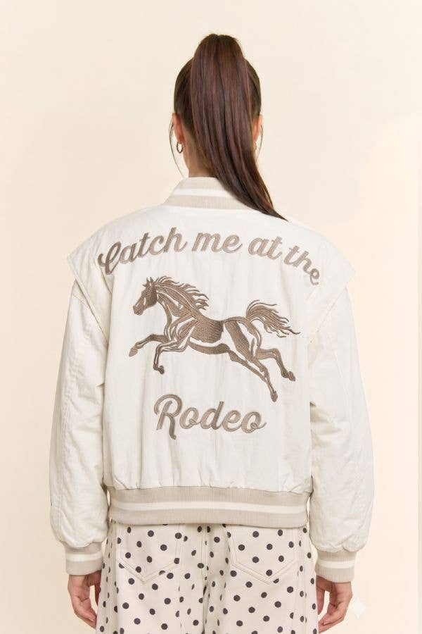 Retro Rodeo Embroidered Bomber Jacket