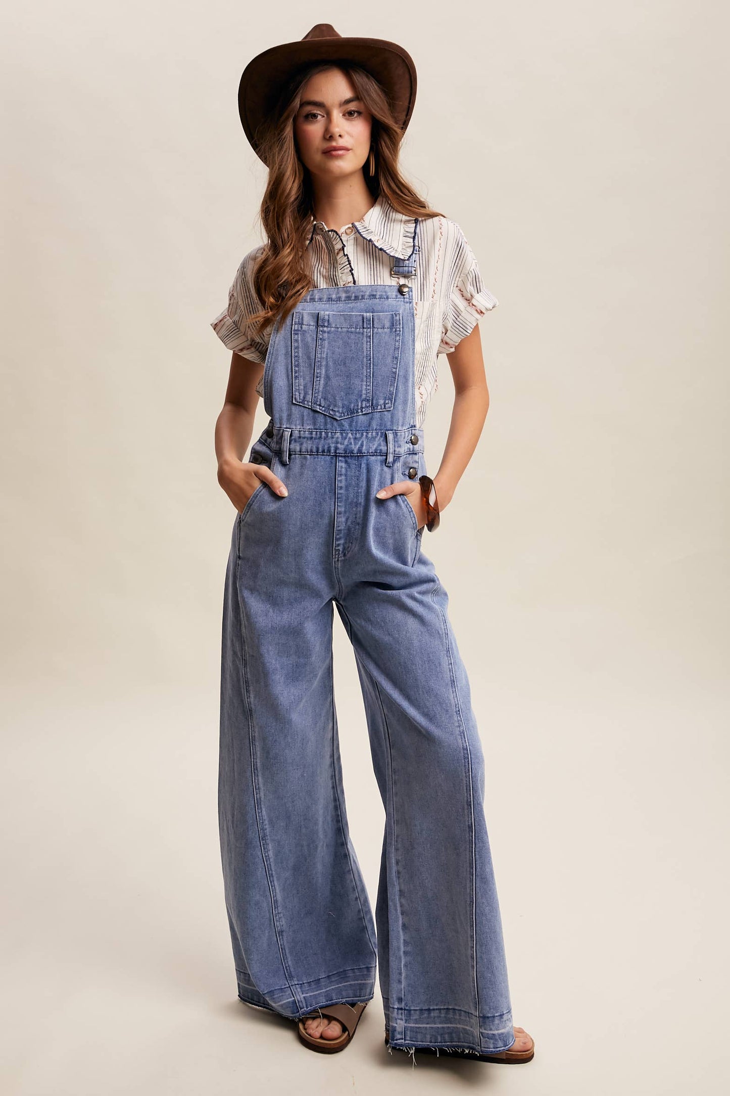 Wide-Leg Denim Overalls LRP0296