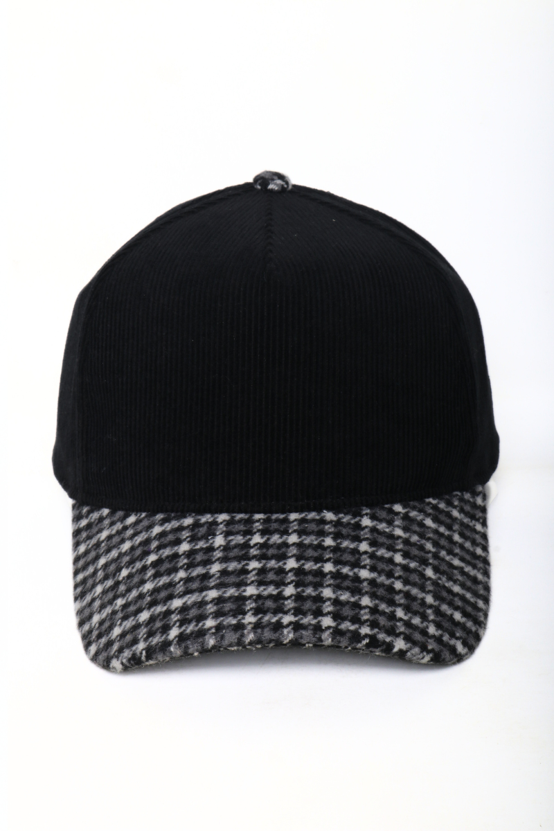 Plaid Brim 5 Panel Blank Hat
