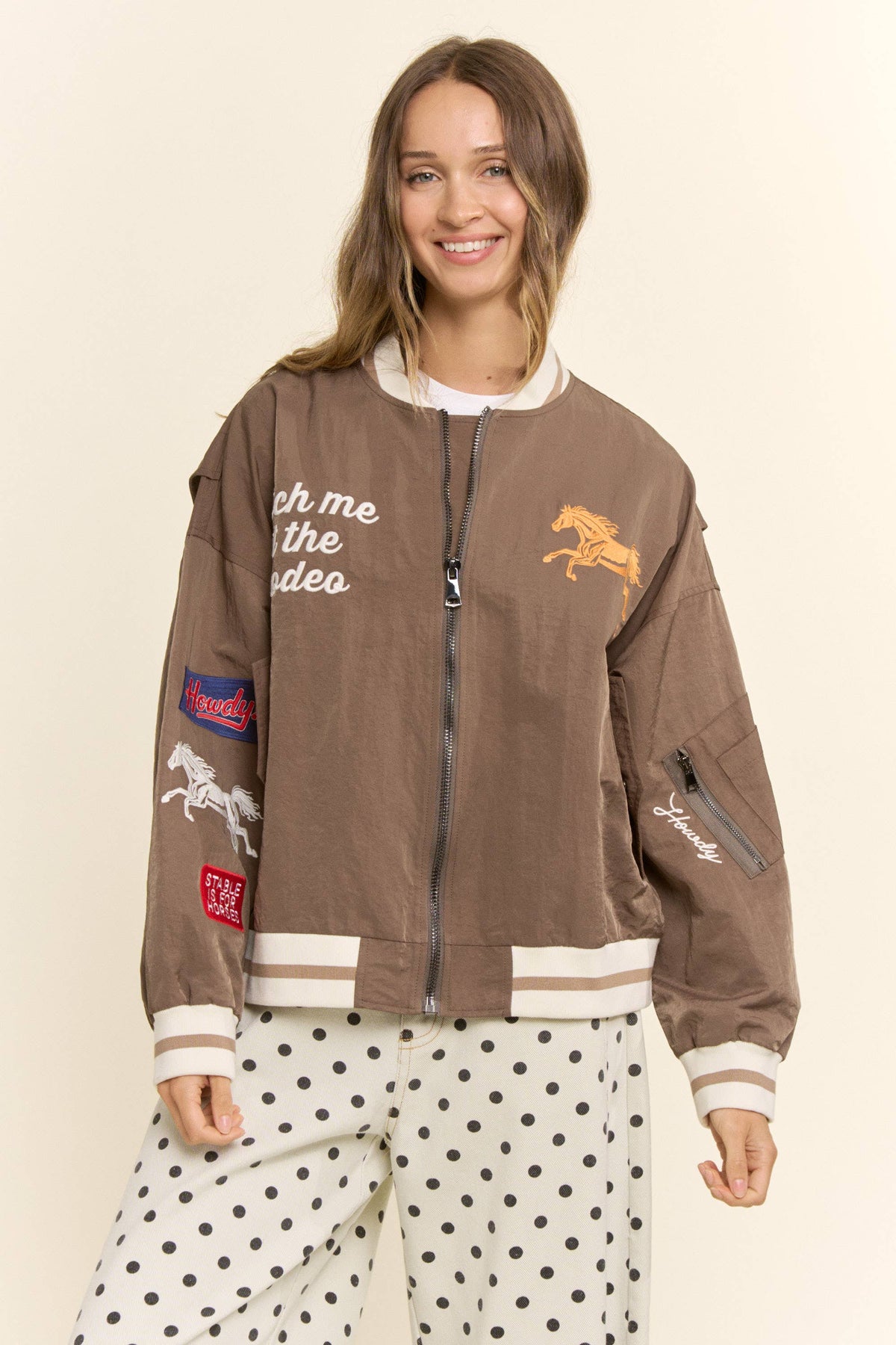 Retro Rodeo Embroidered Bomber Jacket