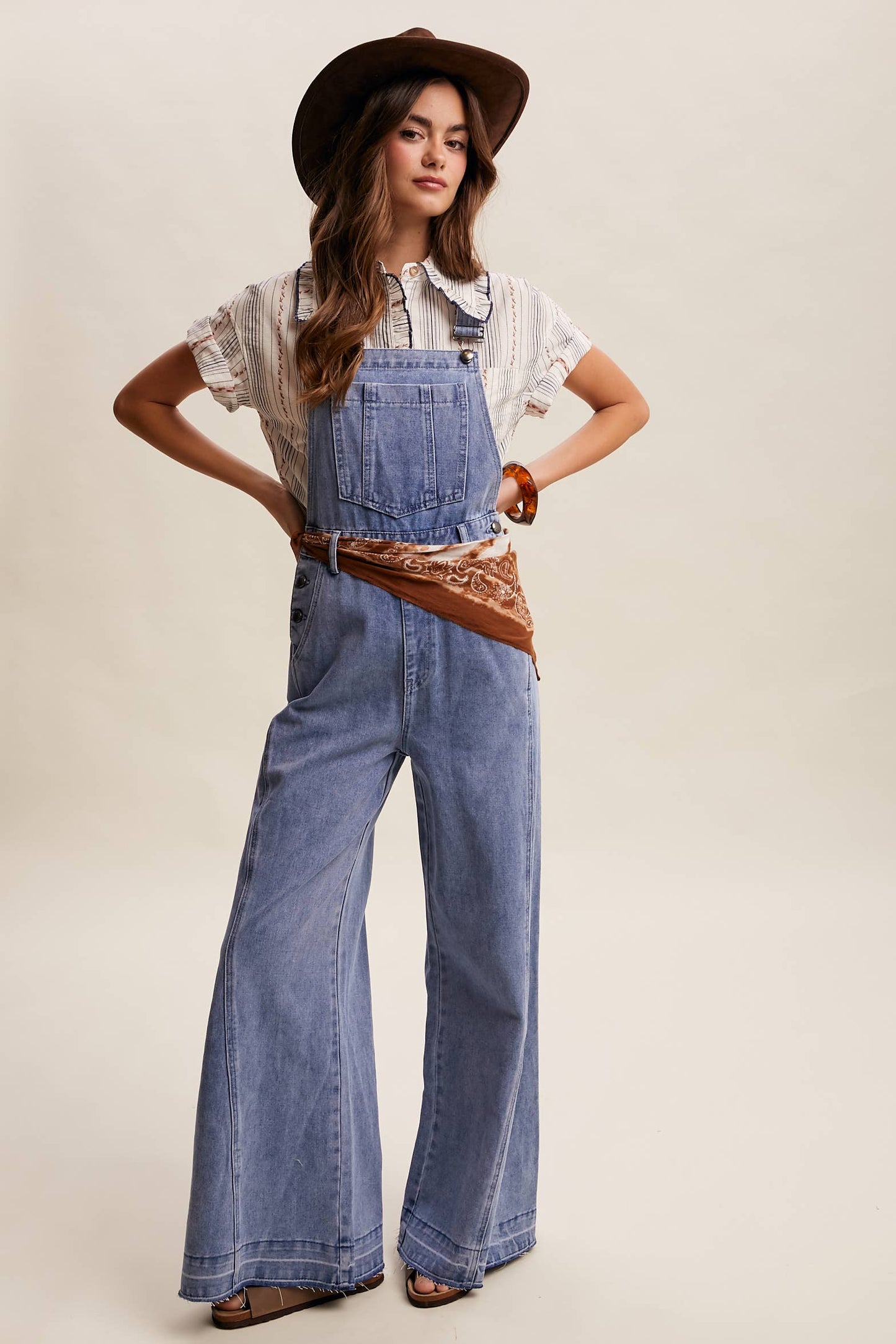 Wide-Leg Denim Overalls LRP0296