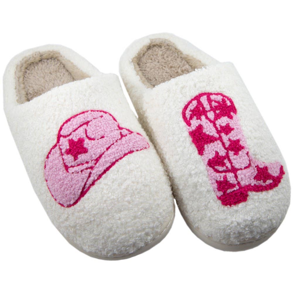 Boot & Cowgirl Hat Western Slippers