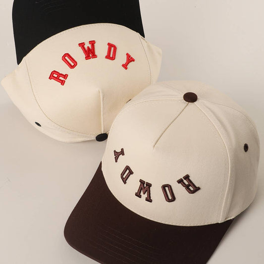 ROWDY Upside Down Embroidered Two-Tone Trucker Hat