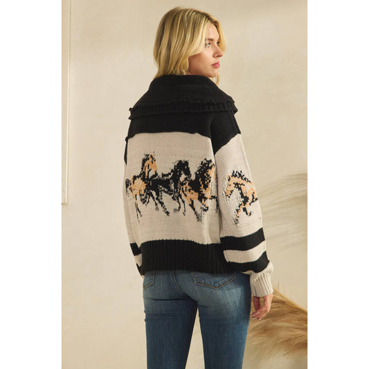 Running Horses Sweater | Chunky Western Horse Knit