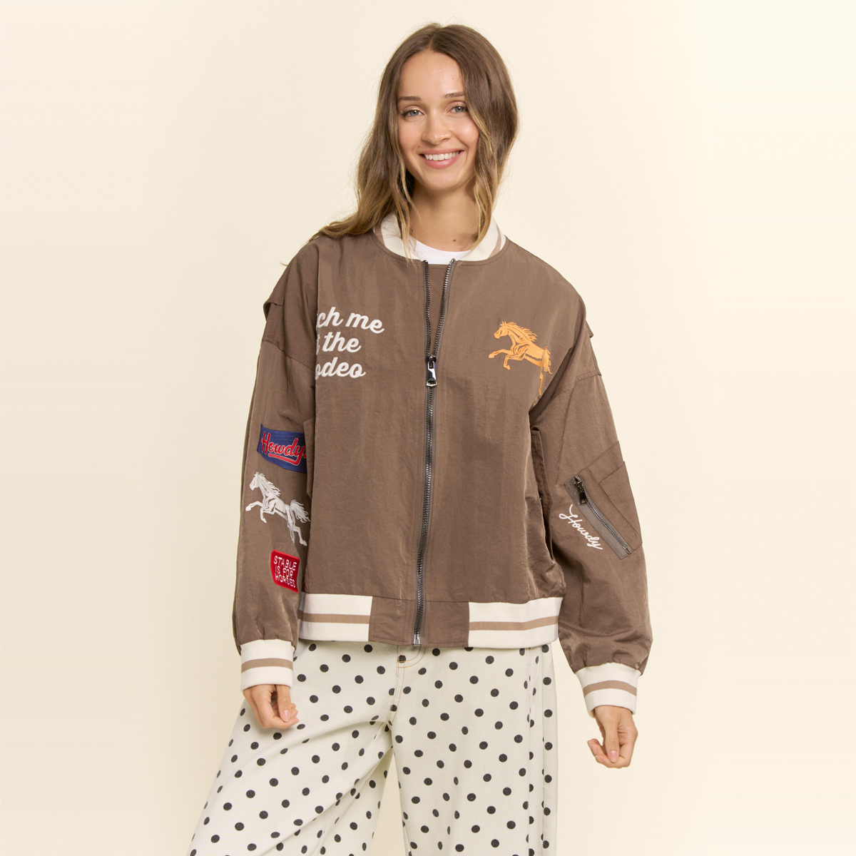 Retro Rodeo Embroidered Bomber Jacket