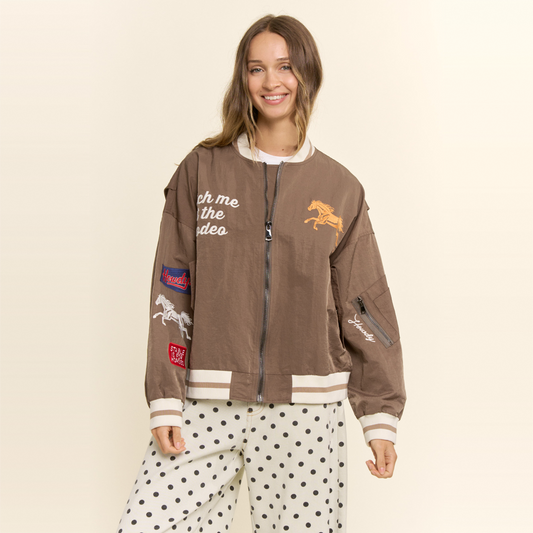 Retro Rodeo Embroidered Bomber Jacket