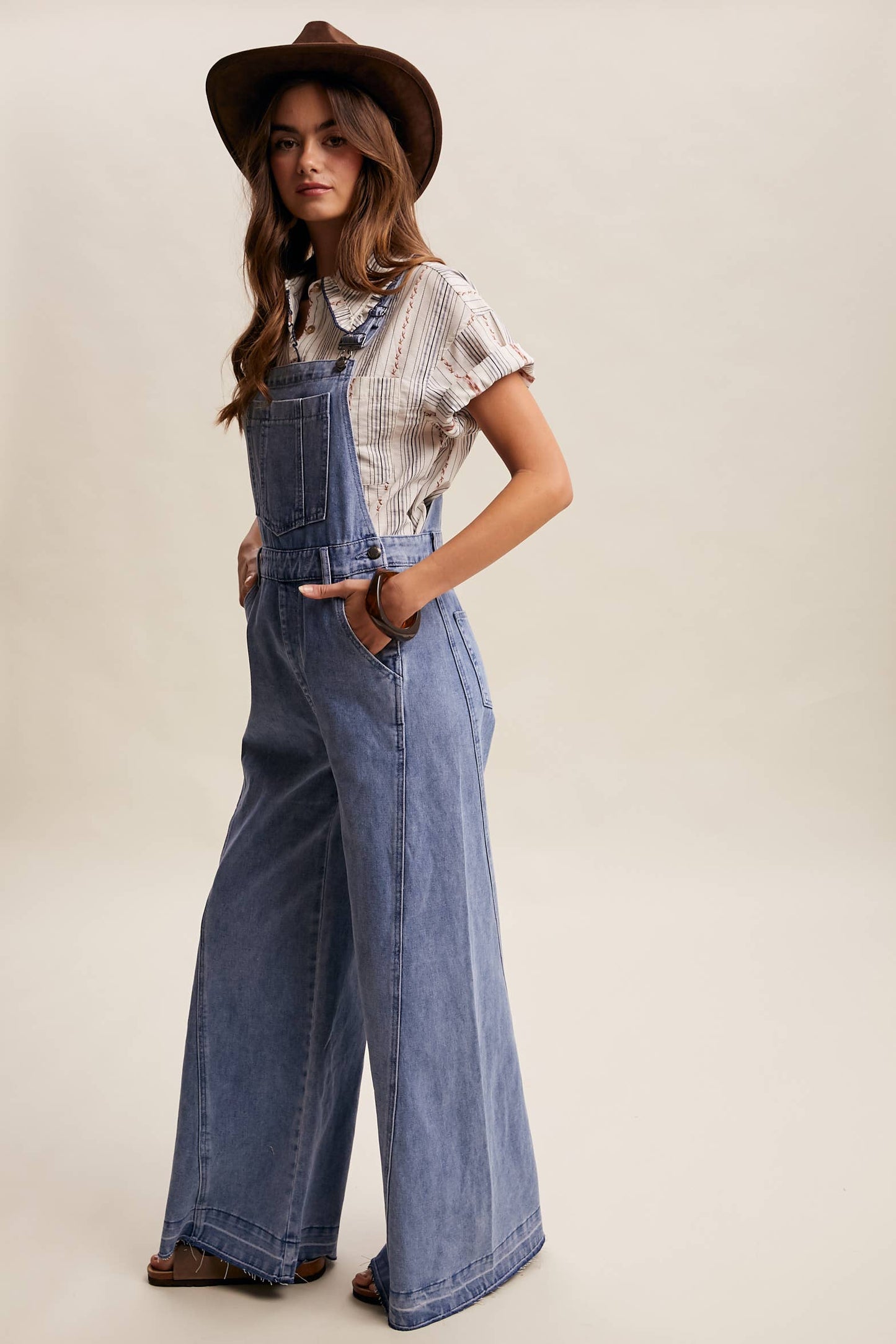 Wide-Leg Denim Overalls LRP0296