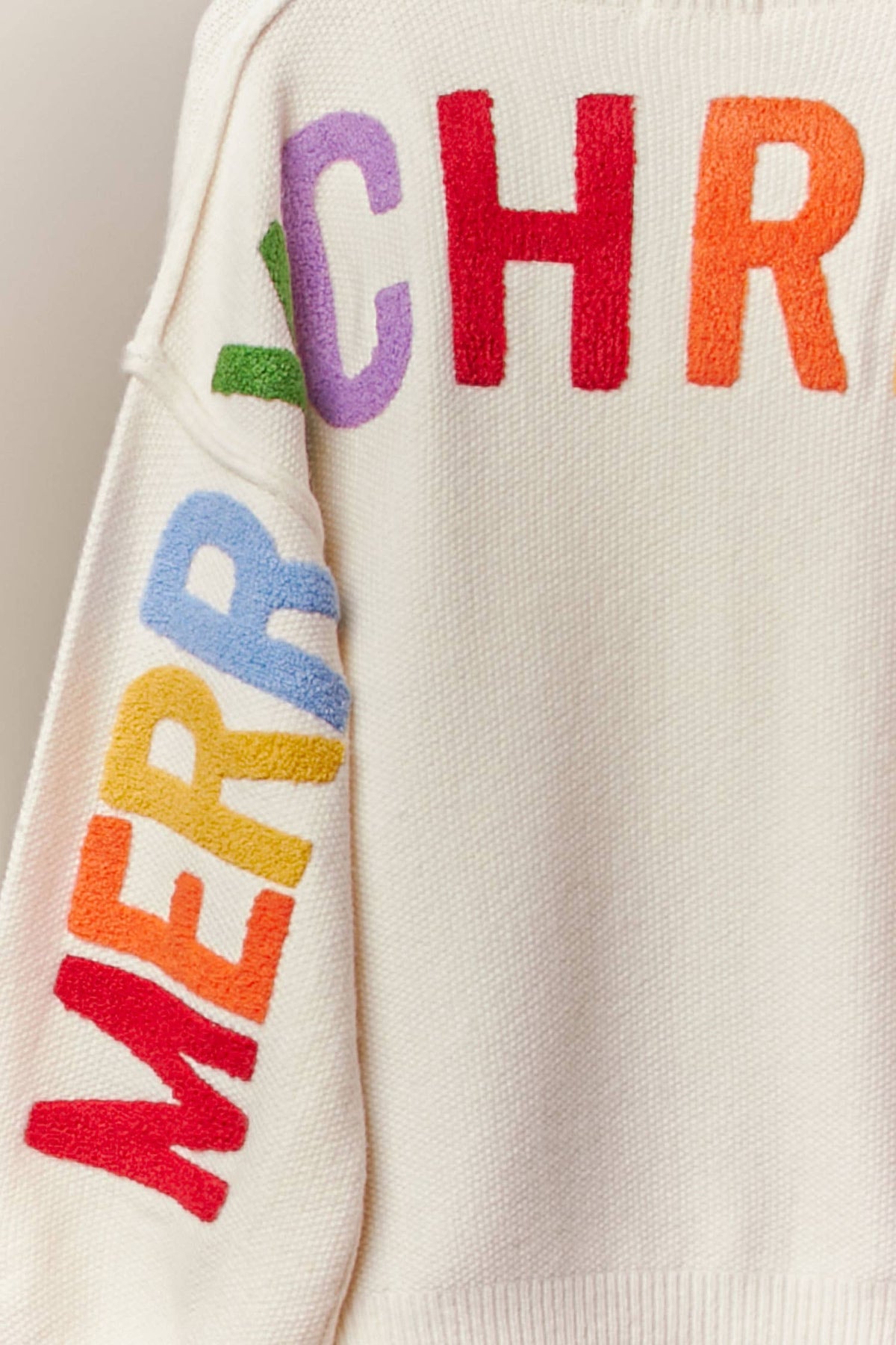 Christmas Lettering Patchwork V Neck Cardigan