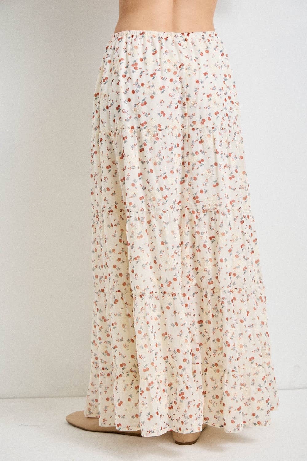 Ditsy Floral Tiered Maxi Skirt with Bow Detail