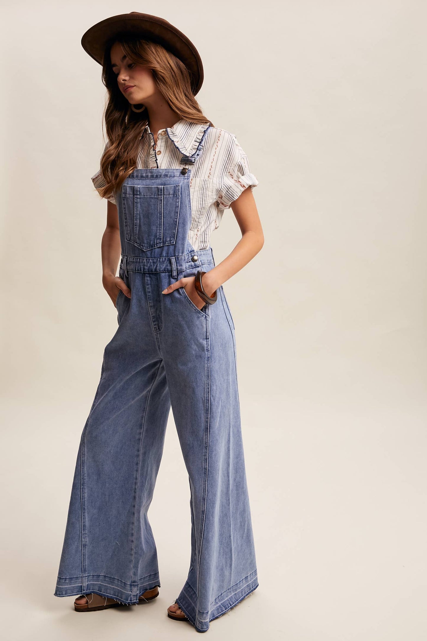 Wide-Leg Denim Overalls LRP0296