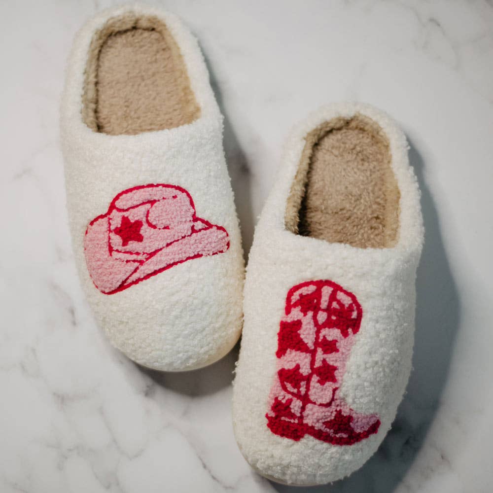 Boot & Cowgirl Hat Western Slippers