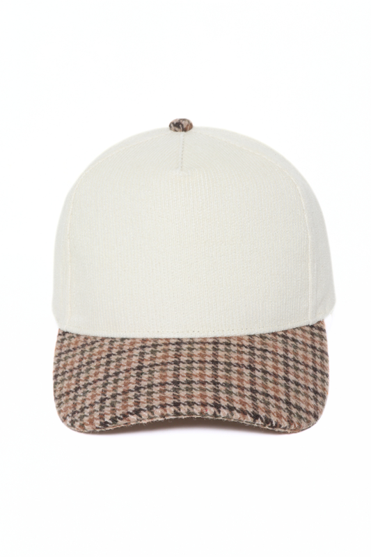 Plaid Brim 5 Panel Blank Hat
