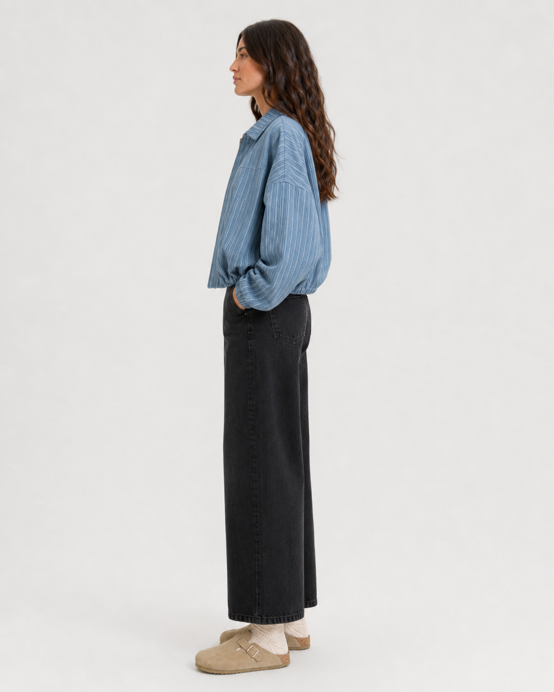 Yee Haw Pleated Denim Bomber