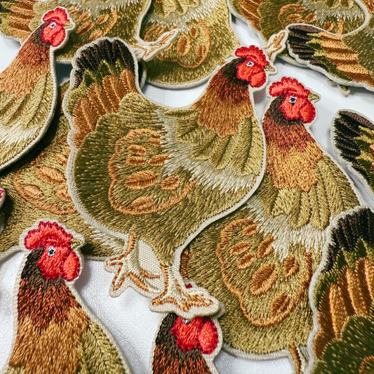 3" Chicken -  Embroidered Hat Patch