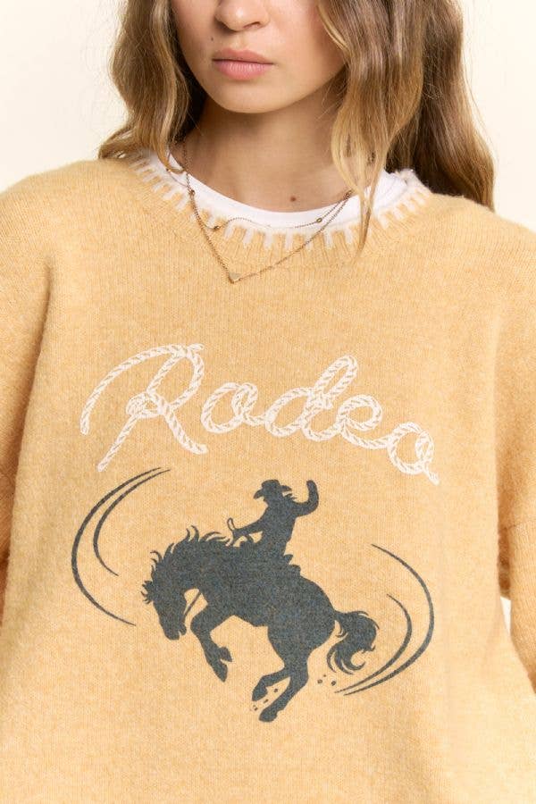 Rodeo Embroidered Whipstitch Trim Sweater