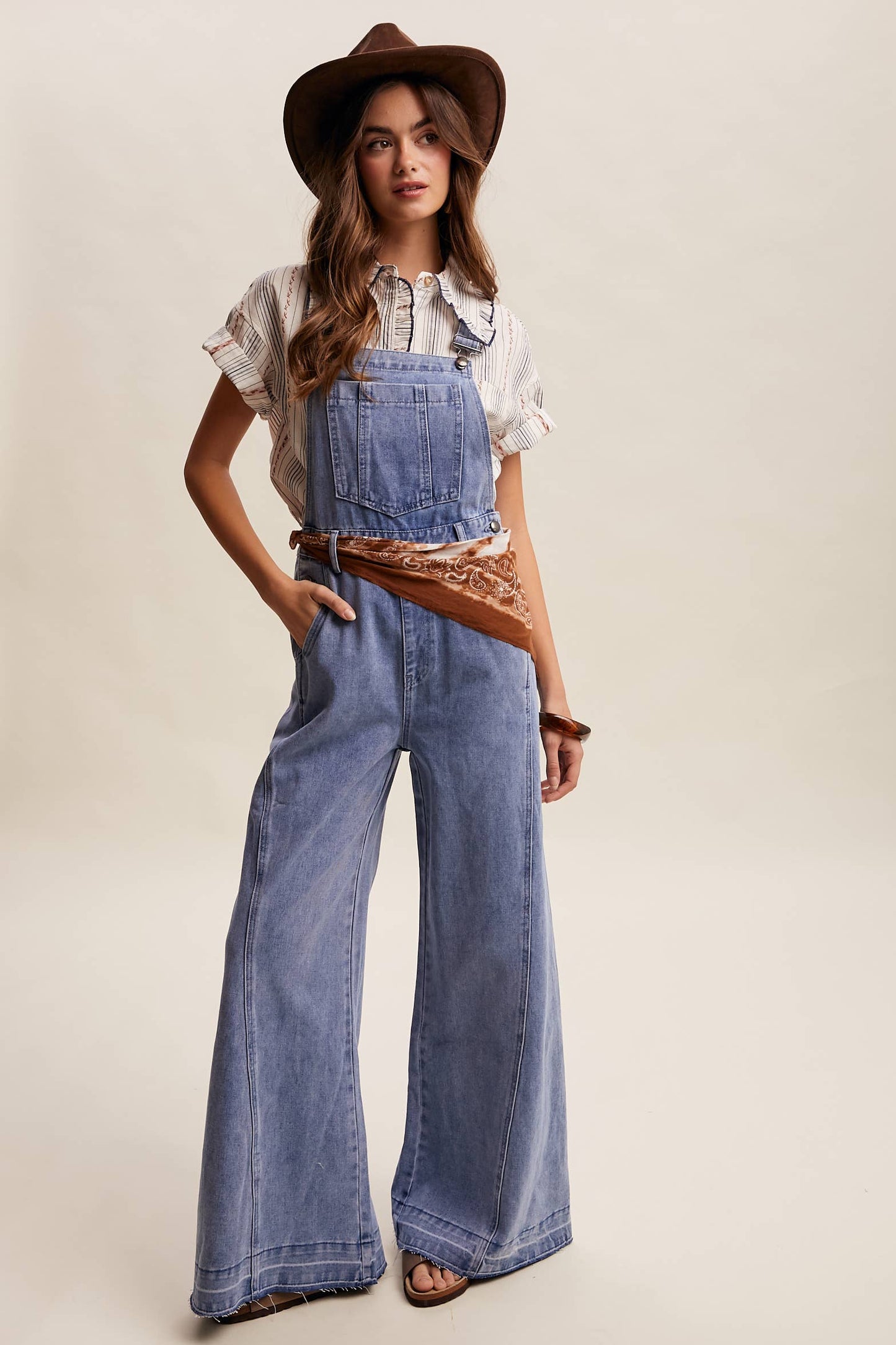 Wide-Leg Denim Overalls LRP0296