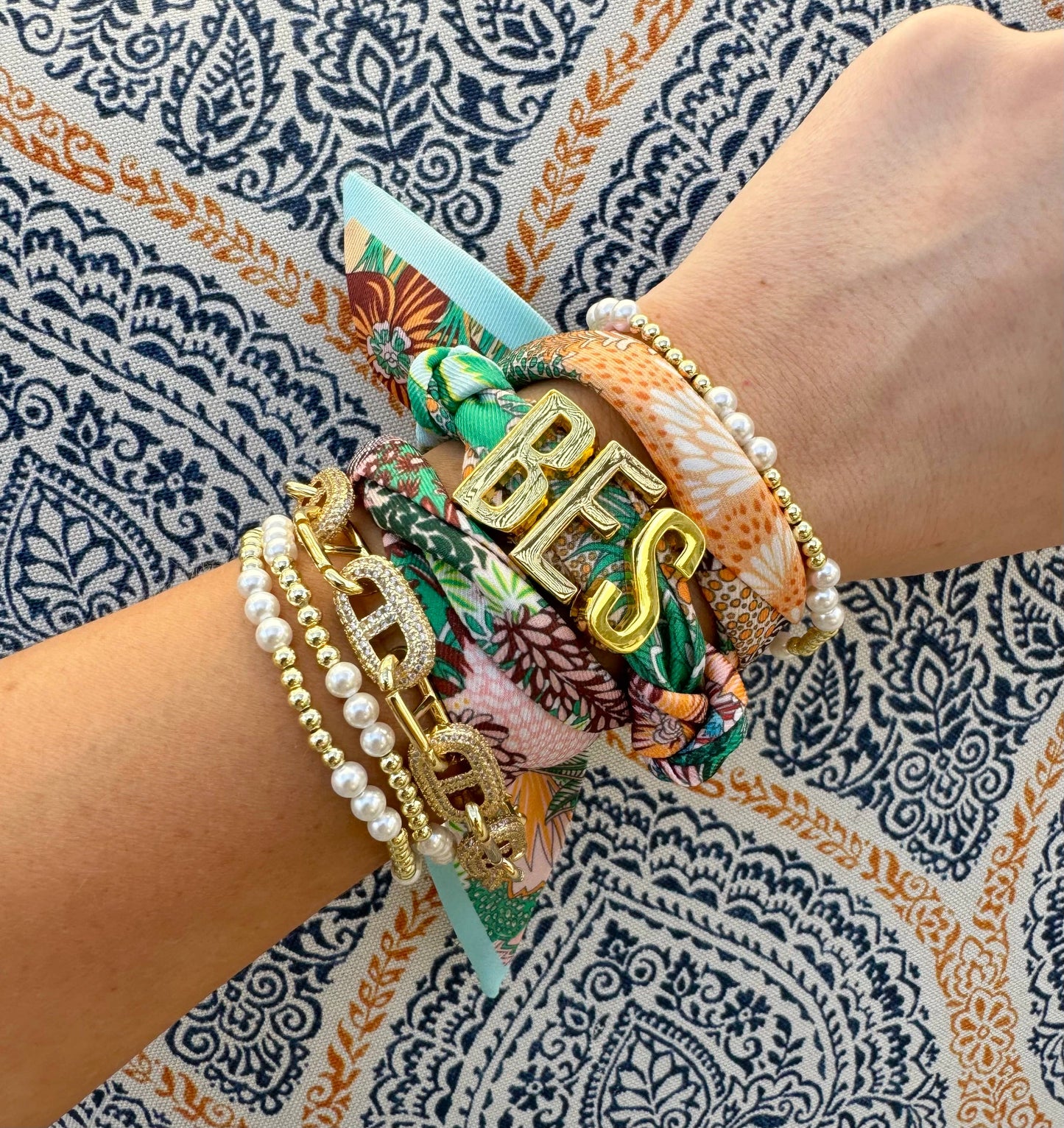 Gold Slide on Scarf Initials- Individual