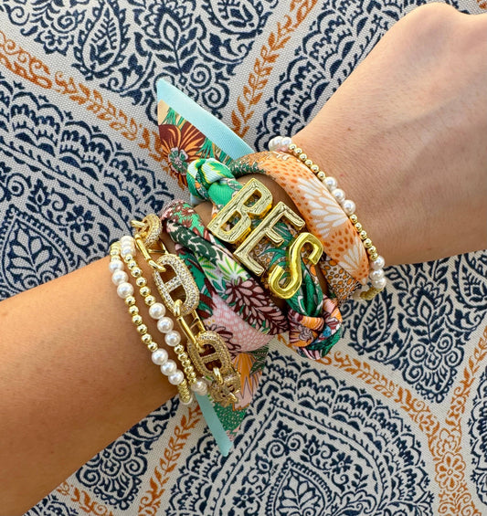 Gold Slide on Scarf Initials- Individual