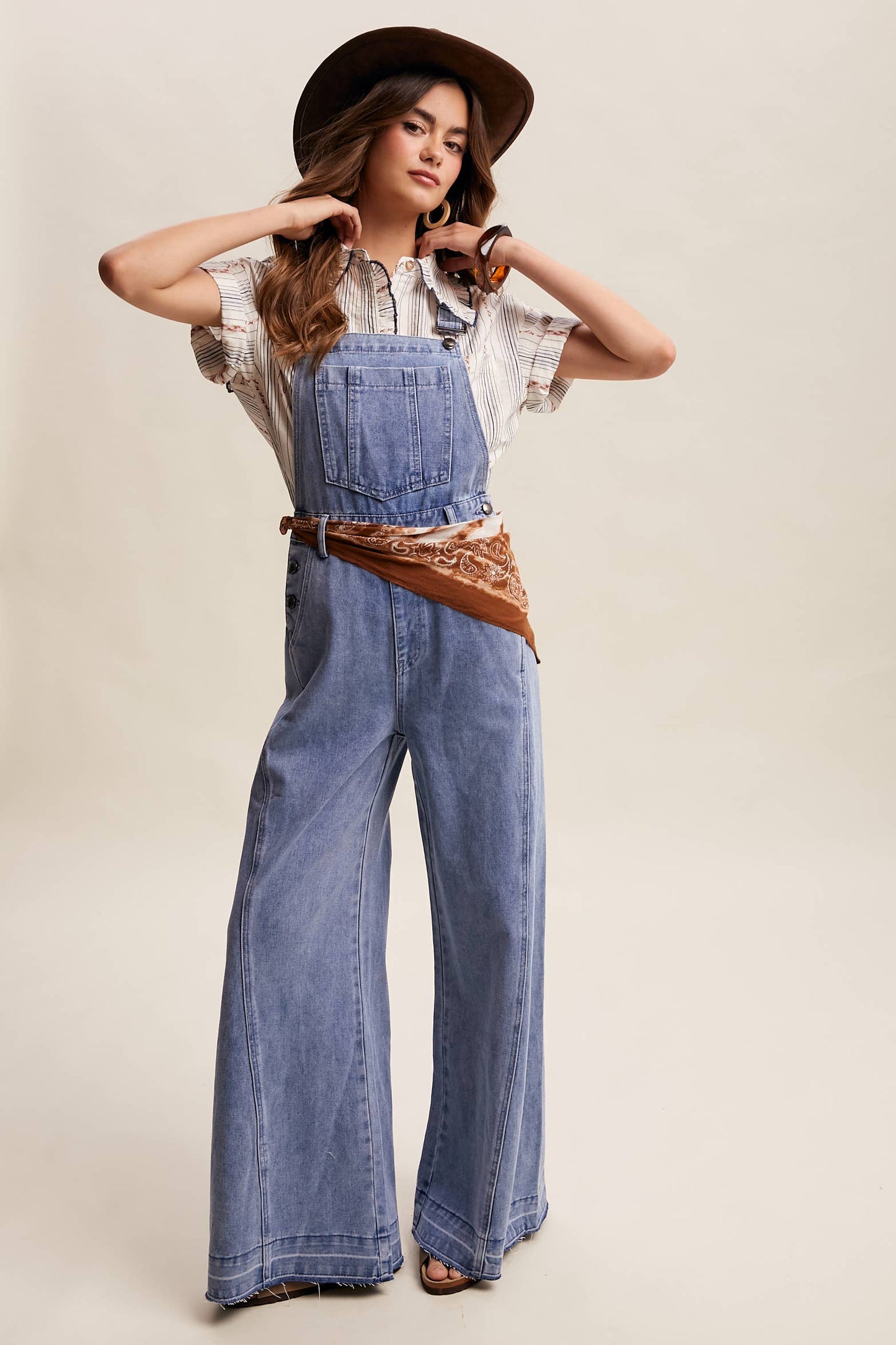 Wide-Leg Denim Overalls LRP0296