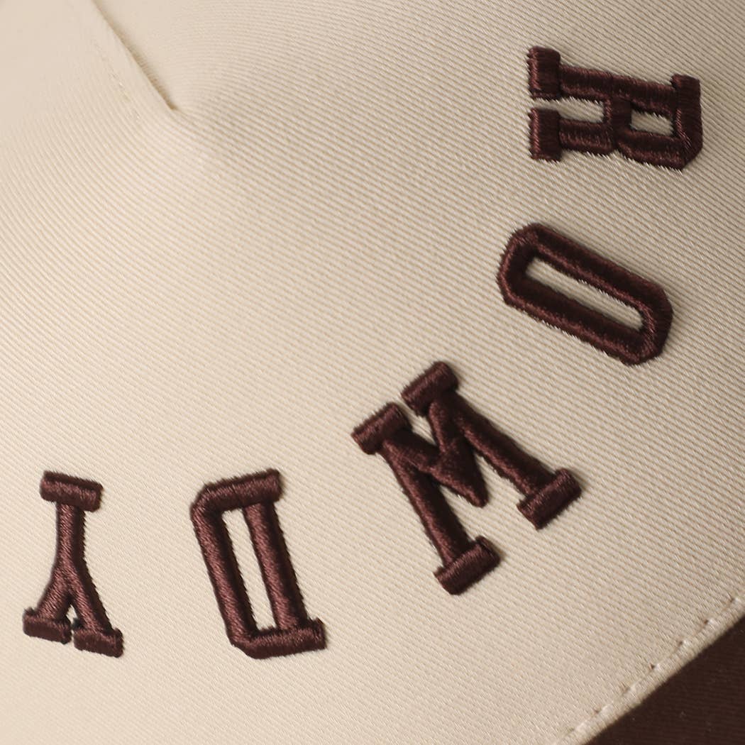 ROWDY Upside Down Embroidered Two-Tone Trucker Hat