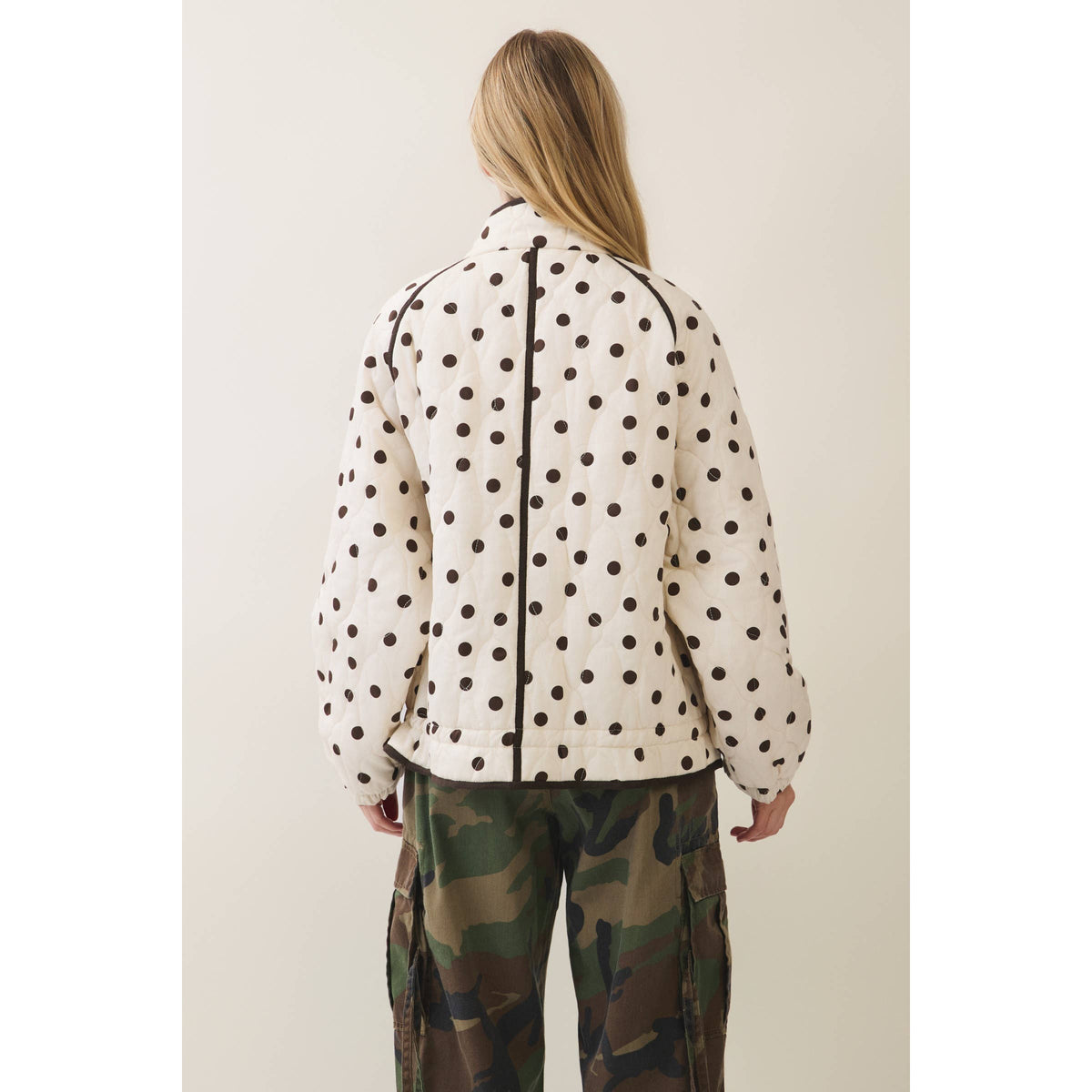 Midnight Polka Dot Contrast Quilted Jacket