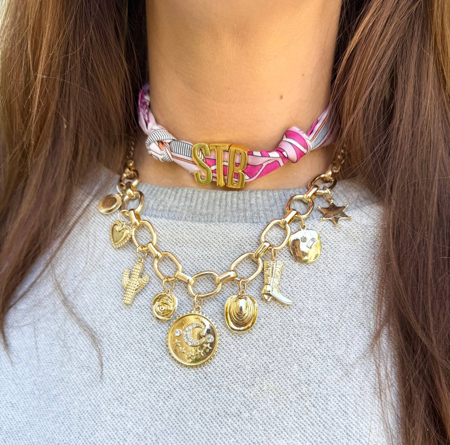 Gold Slide on Scarf Initials- Individual