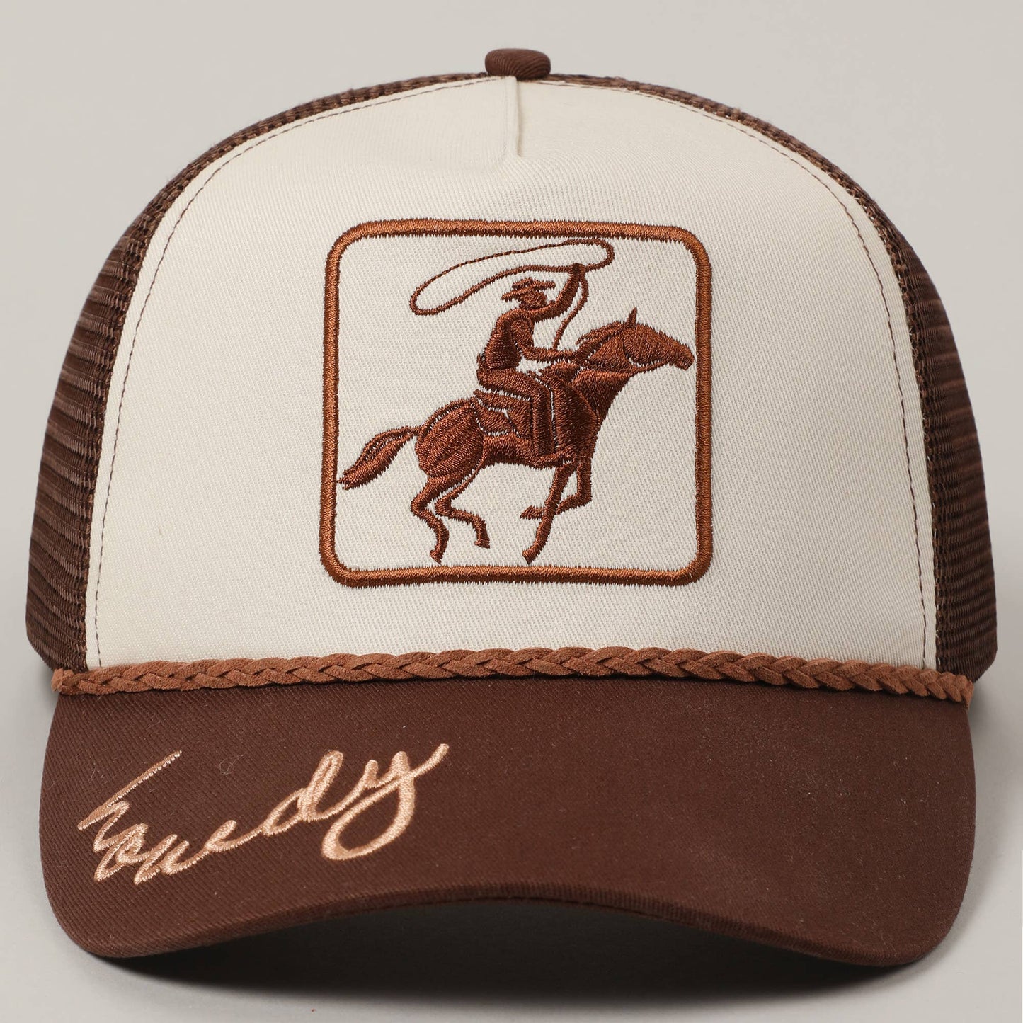 Cowboy Image Howdy Embroidery Mesh Back Cap