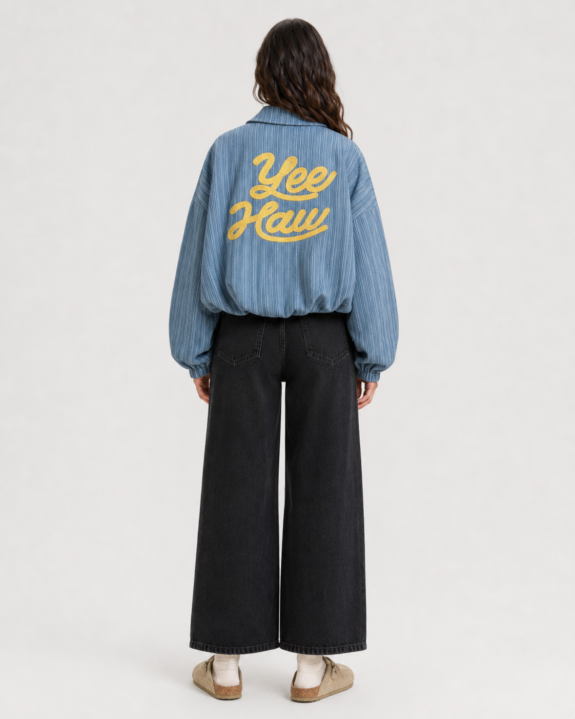 Yee Haw Pleated Denim Bomber