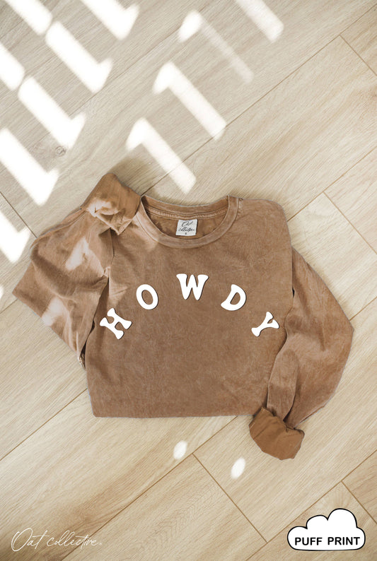 HOWDY PUFF Mineral Washed Long Sleeve Graphic