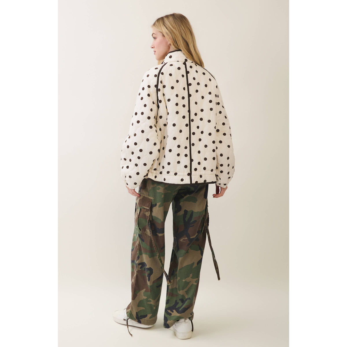 Midnight Polka Dot Contrast Quilted Jacket